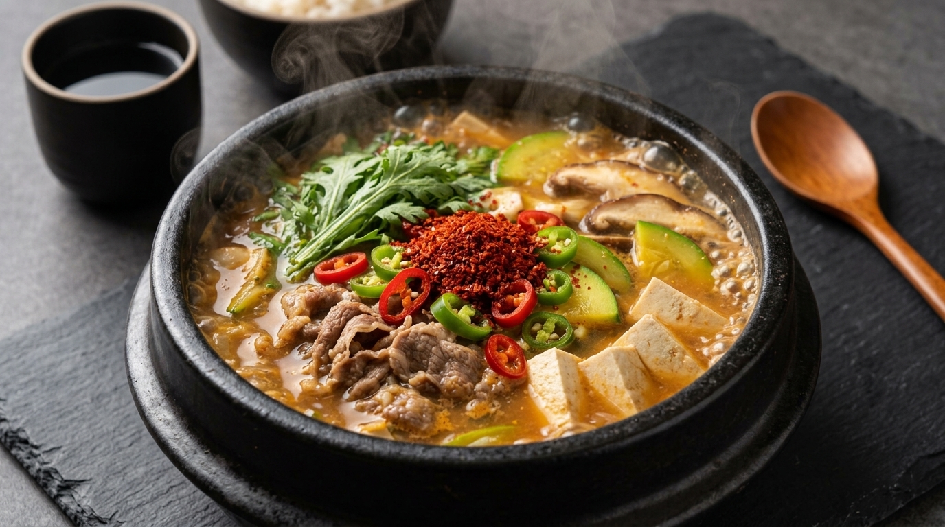 Authentic Korean Beef Soybean Paste Soup (Doenjang Jjigae)