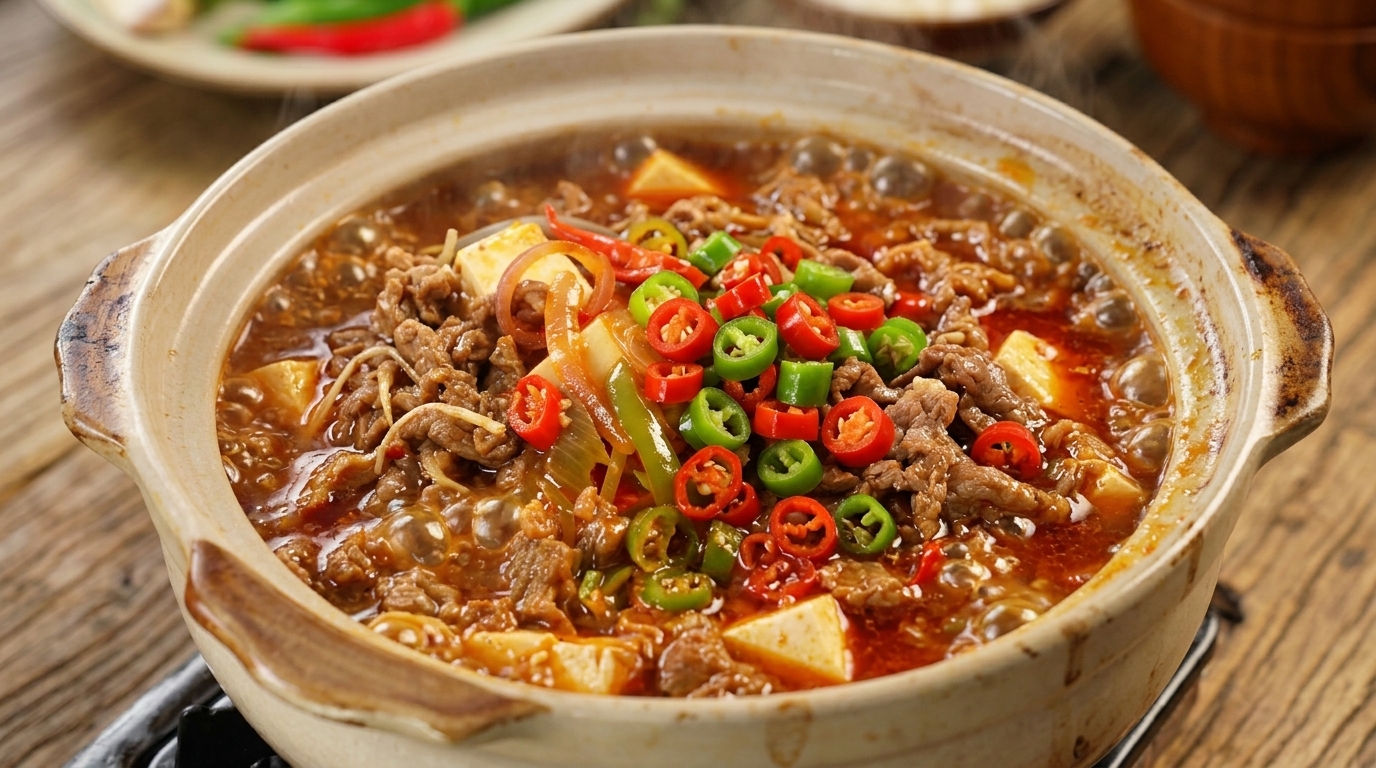 Spicy Beef and Tofu Clay Pot Soup