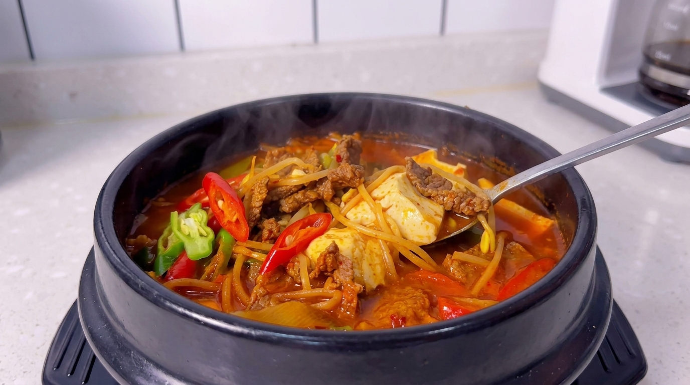 Easy Korean Spicy Beef Soft Tofu Stew (Sundubu-Jjigae)