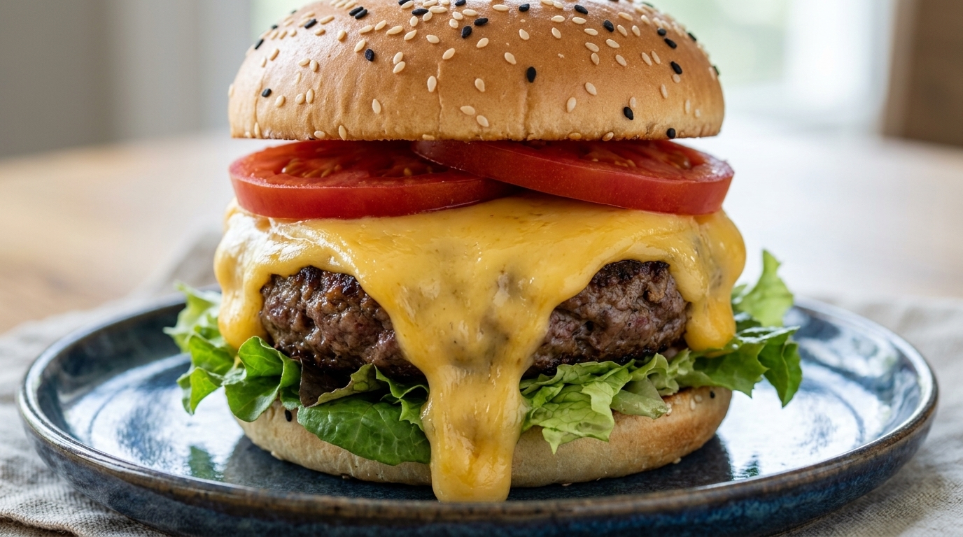 Classic Homemade Beef Cheeseburger