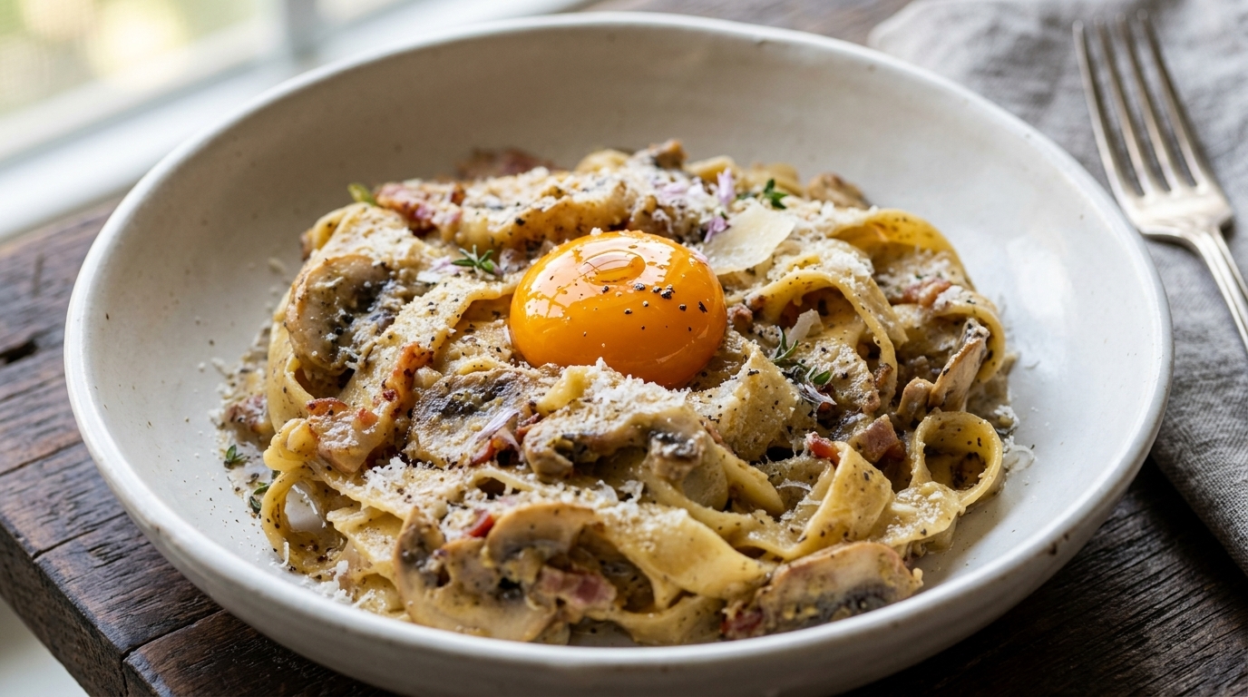 Black Truffle and Bacon Cream Pasta