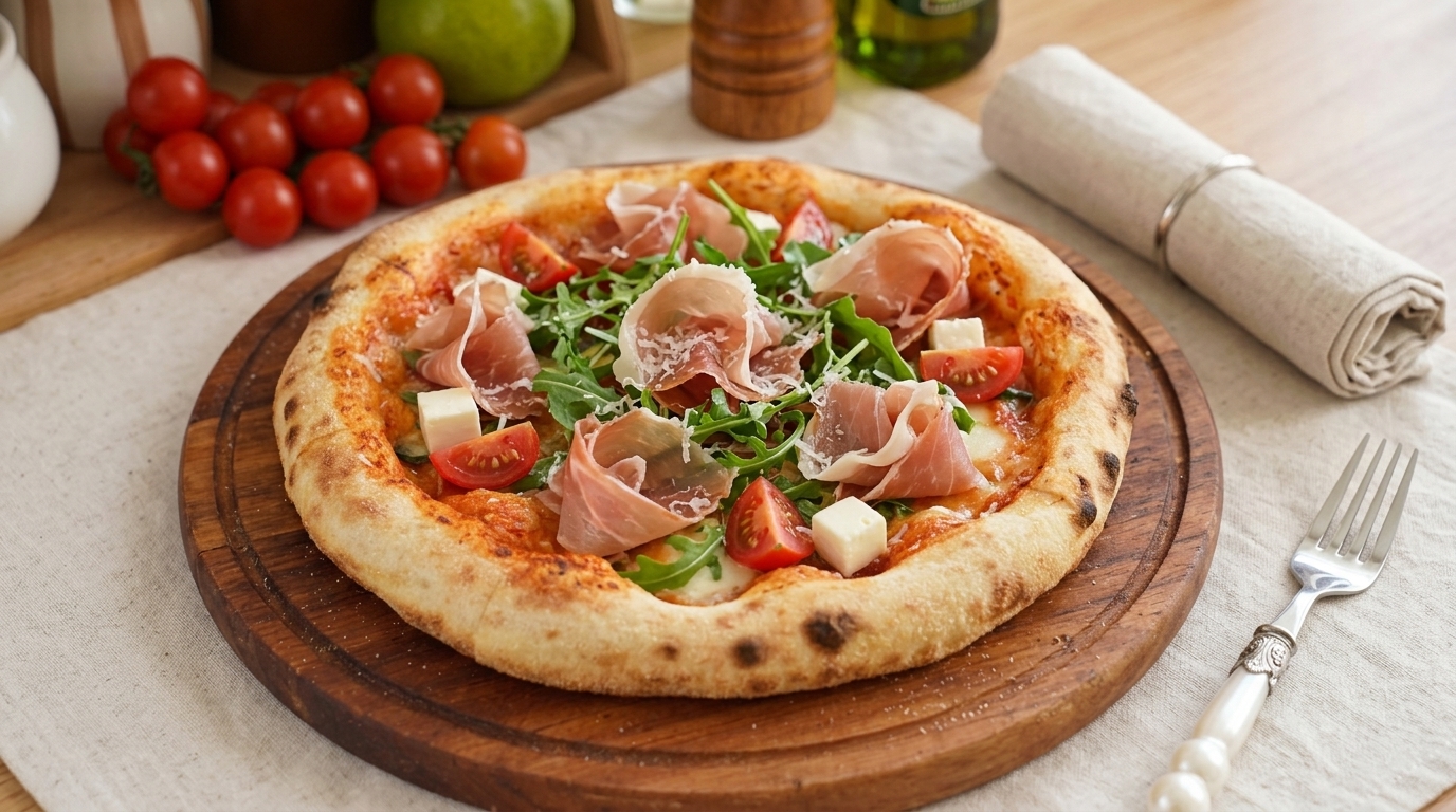 Gourmet Parma Ham and Arugula Pizza