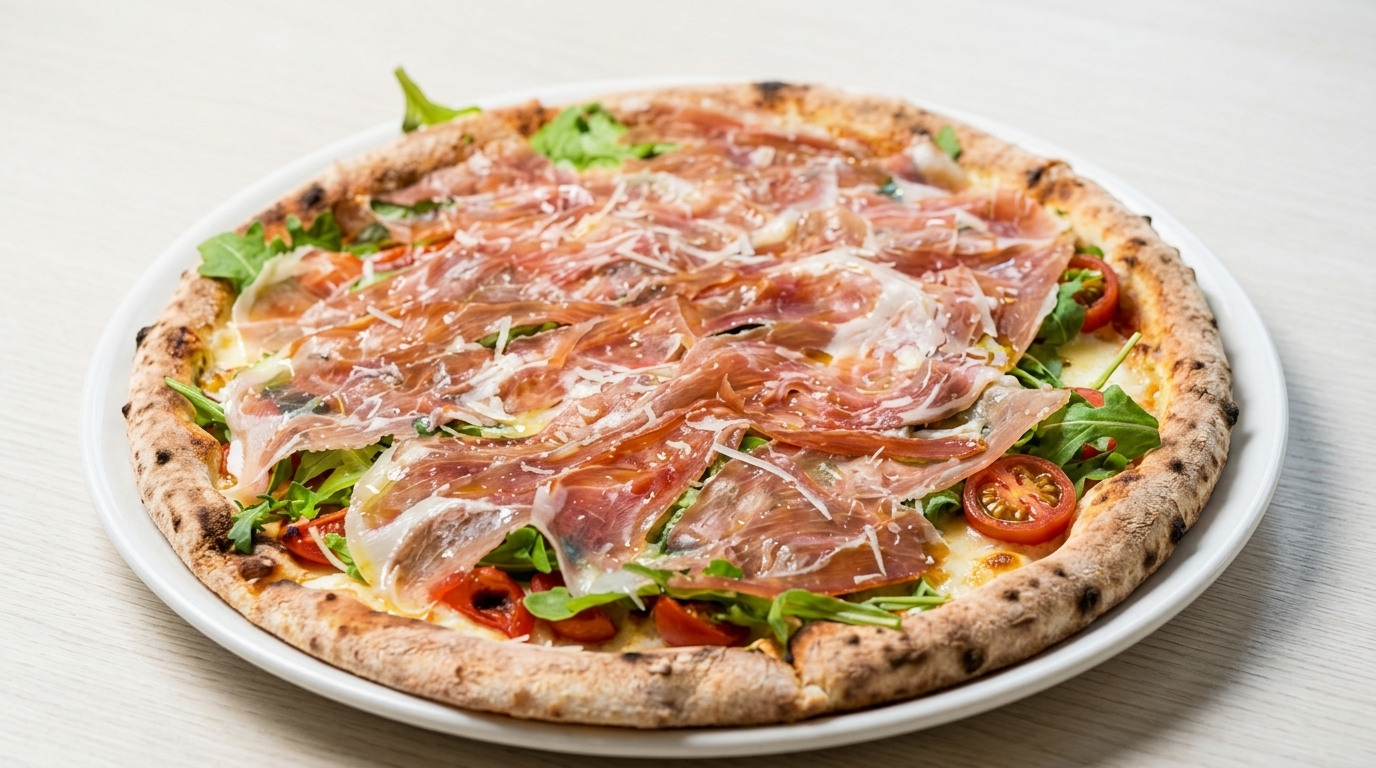 Italian Neapolitan Parma Ham and Arugula Pizza