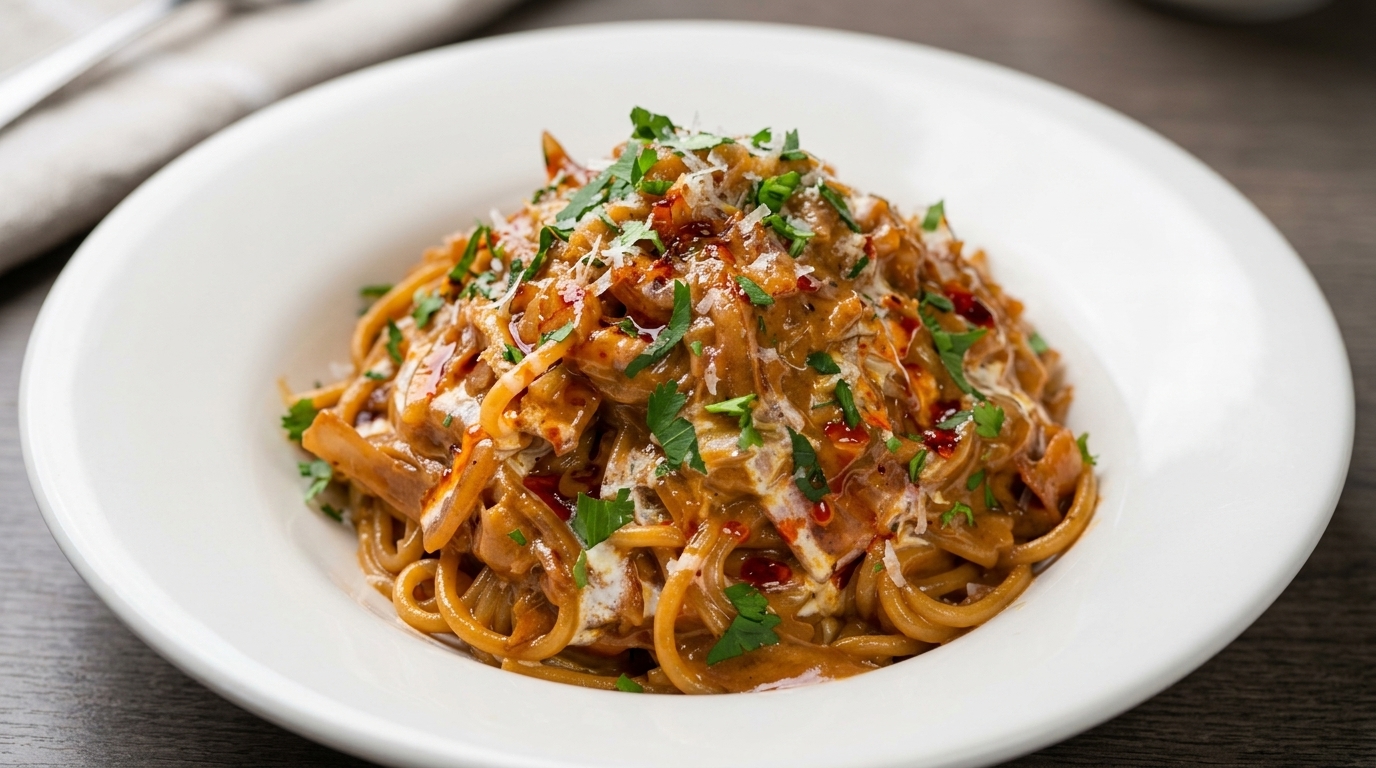 Caramelized Onion and Bacon Cream Pasta