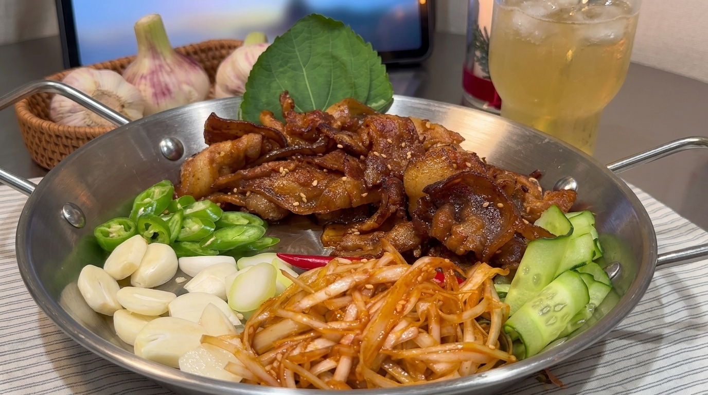 Korean Pan-Grilled Marinated Pork Belly