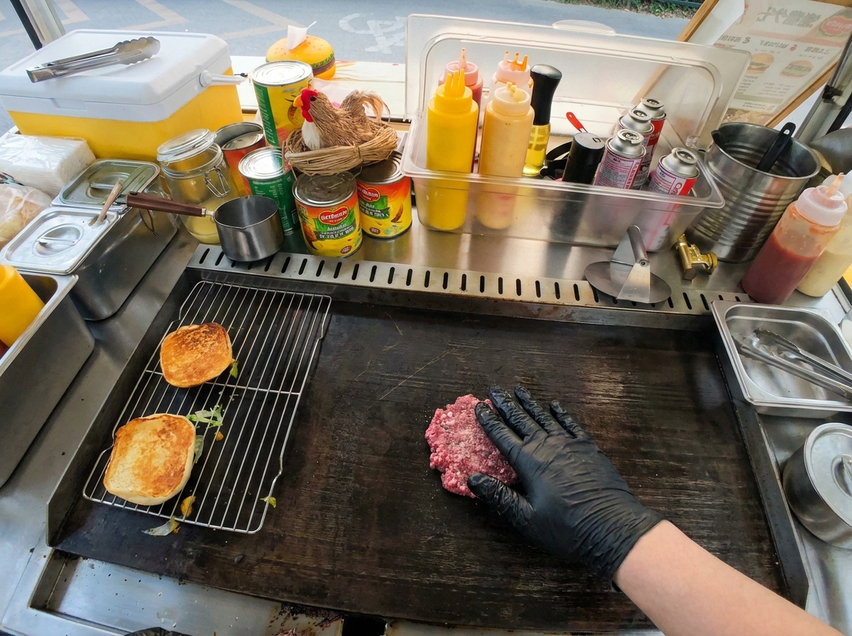 A ripe avocado being cut into thin, uniform slices on a wooden cutting board.