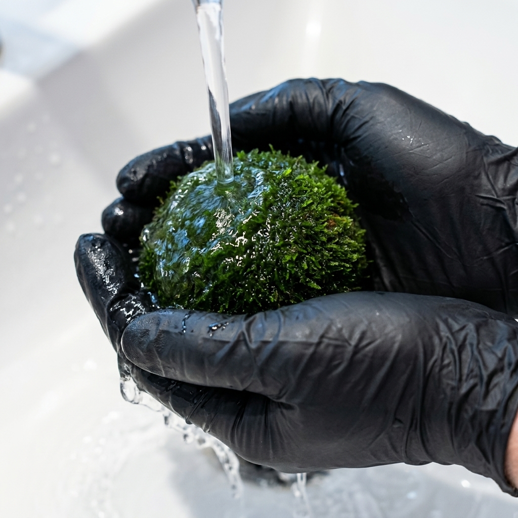 A close-up of an avocado being rinsed under a steady stream of water.