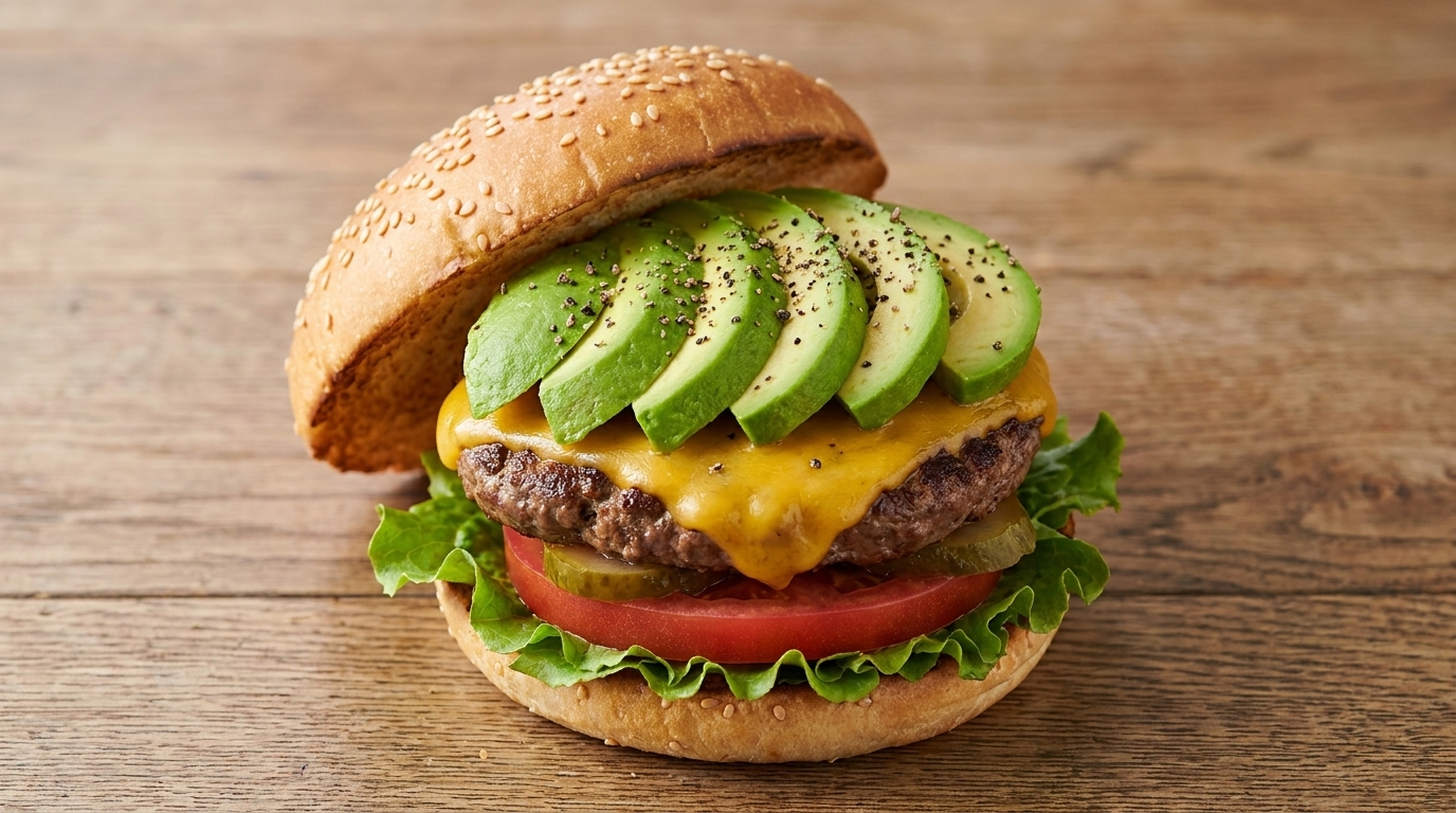Classic Homemade Avocado Cheeseburger