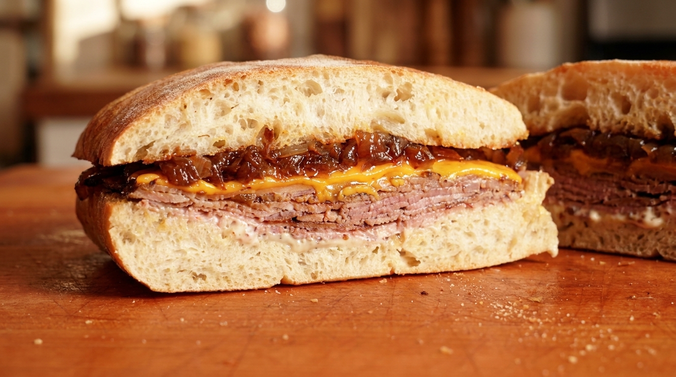 Internet-Famous Caramelized Onion & Roast Beef Sandwich