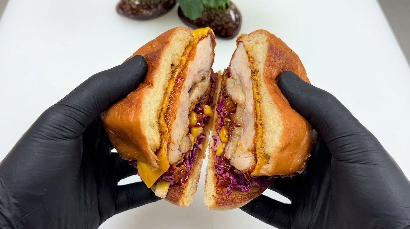 Korean Secret Sauce Fried Chicken Burger