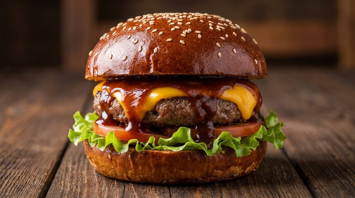 Classic American BBQ Burger with Homemade Sauce
