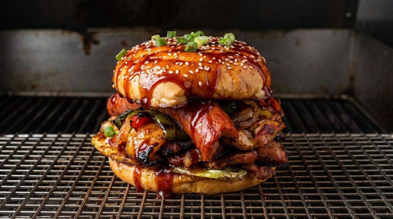 Stacked BBQ Skewer Burger