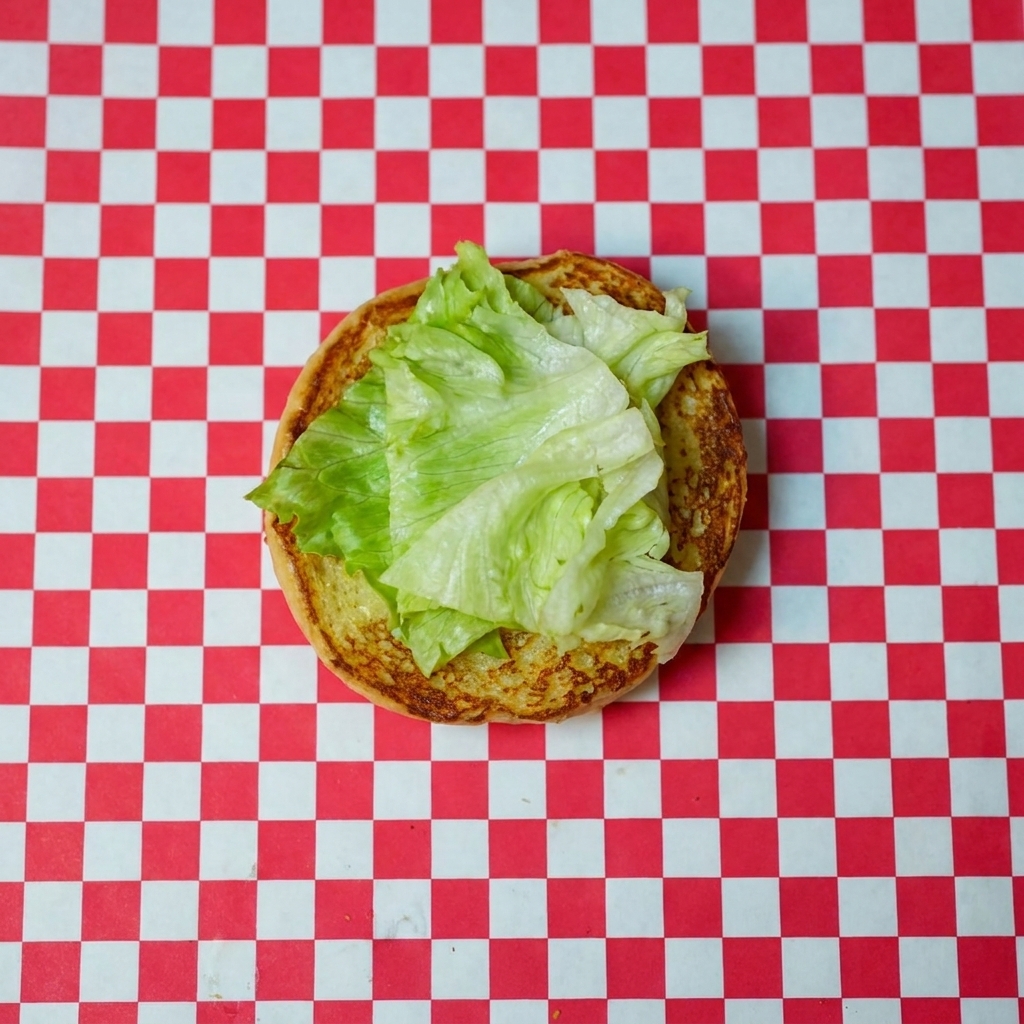 Fresh lettuce and a vibrant tomato slice placed on the bottom toasted bun.