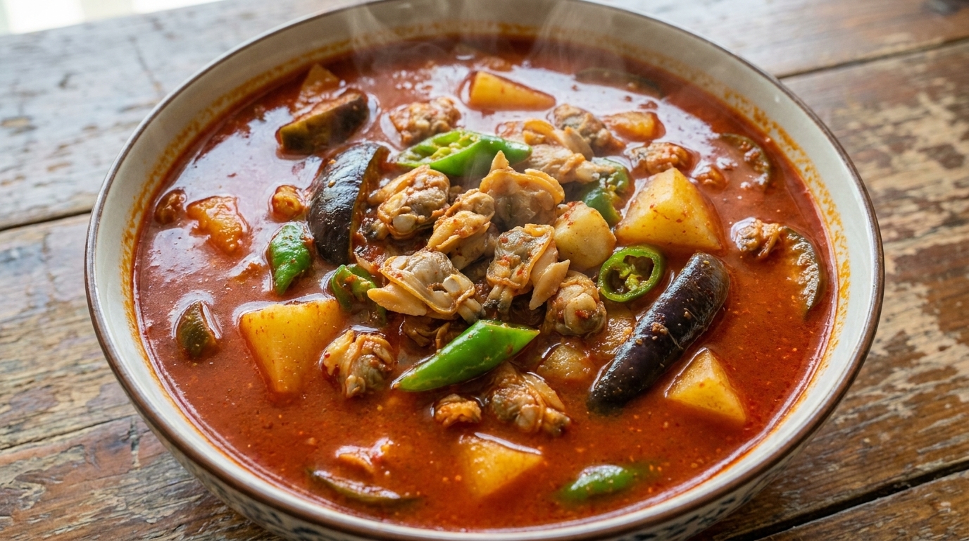 Spicy Korean-Style Clam & Vegetable Soup