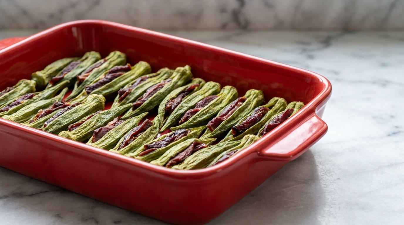 Homemade Duck Meat Okra Boats for Dogs