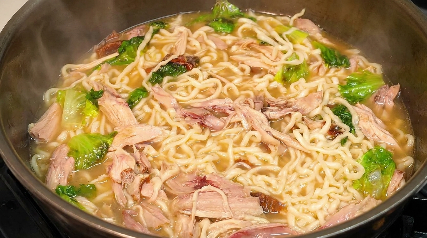 Savory Shredded Chicken Noodle Soup