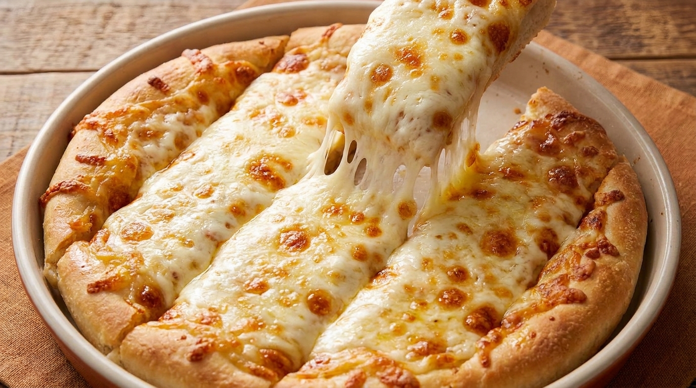 Homemade Cheesy Pizza Bread Sticks