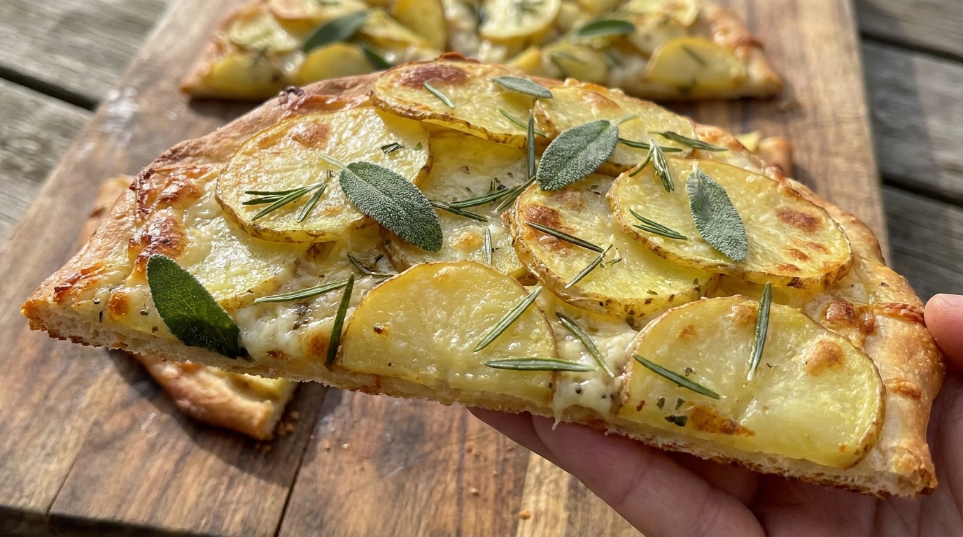 Gourmet Potato, Sage, and Rosemary Pizza