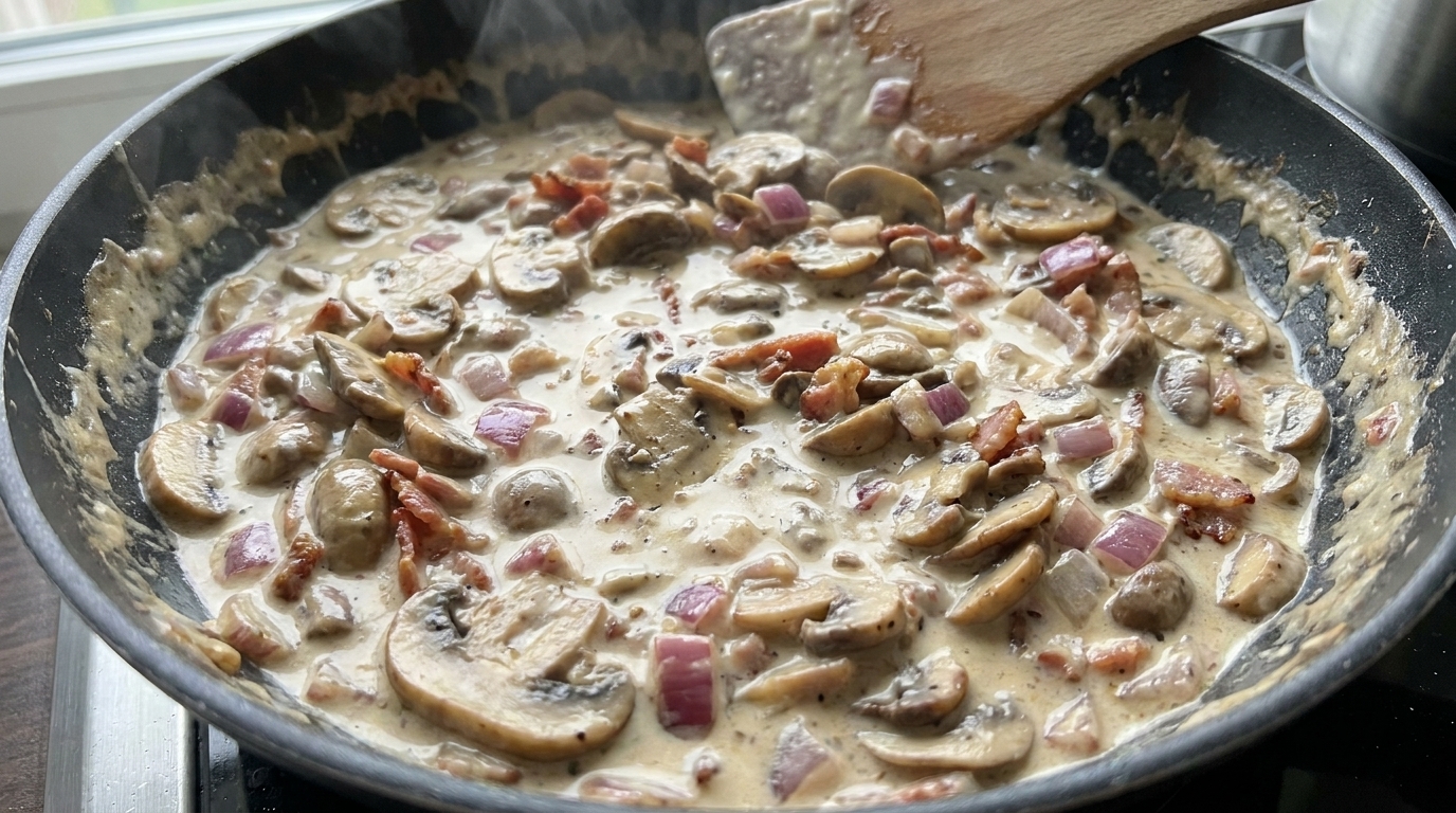 Creamy Burger Shop Mushroom Sauce with Bacon