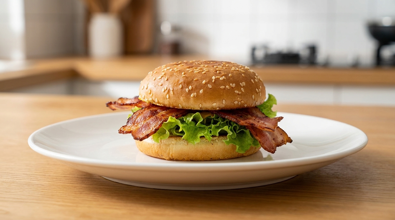 Easy Bacon & Lettuce Burger with Tangy Mustard