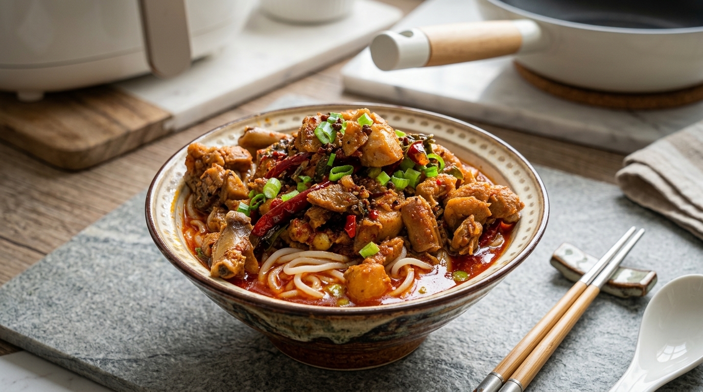 Fiery Szechuan-Style Spicy Chicken Noodle Soup