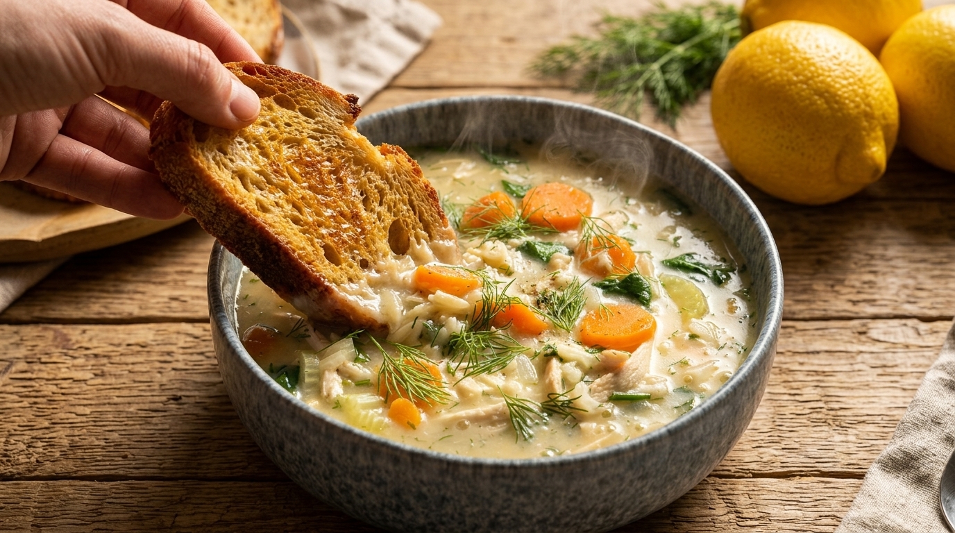Creamy Lemon Chicken Soup with Jasmine Rice
