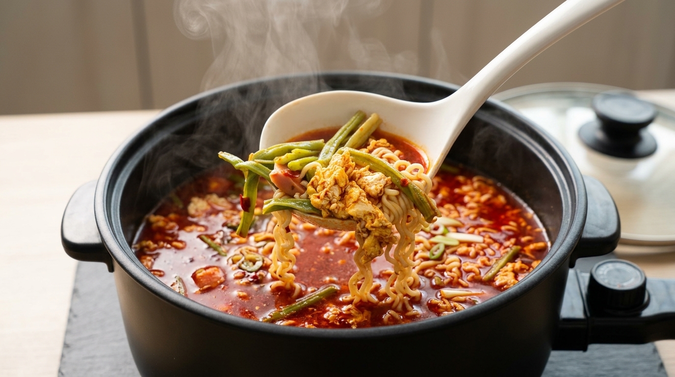 Comforting Spicy Turkey Noodle Soup with Scrambled Egg