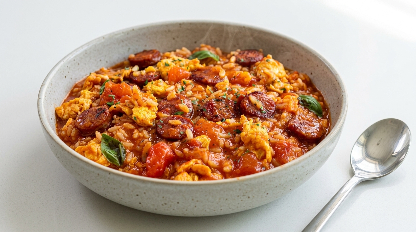 Savory Tomato and Sausage Stir-Fried Rice