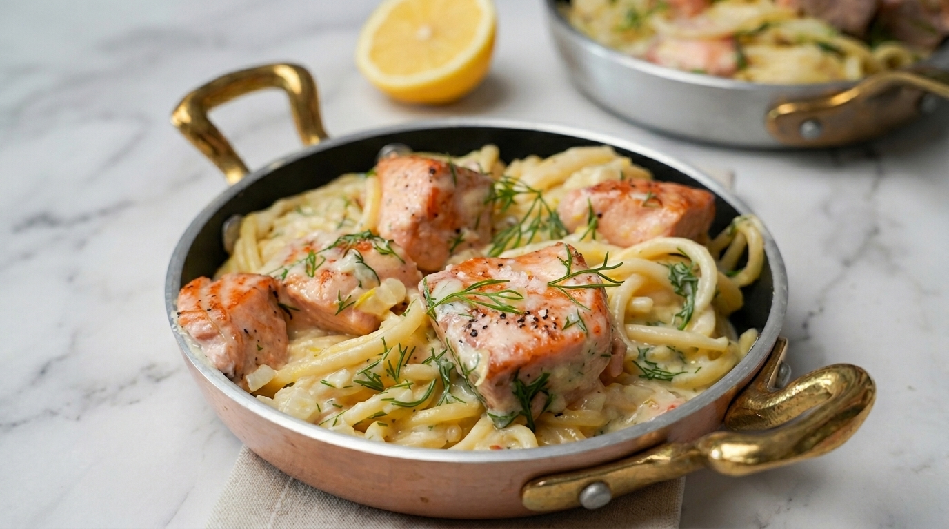 Creamy Lemon Salmon Pasta with Fresh Dill