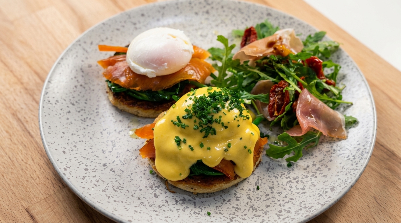 Restaurant-Style Smoked Salmon Eggs Benedict on Toasted Brioche