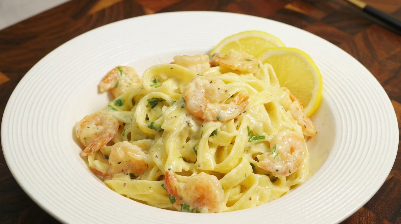 Creamy Lemon Shrimp Fettuccine