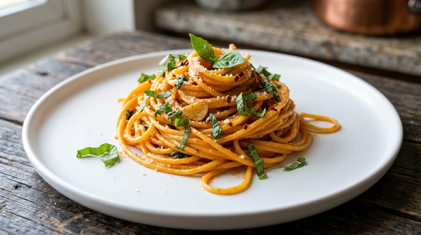 Chili Garlic Butter Spaghetti (Chinese-Italian Fusion)