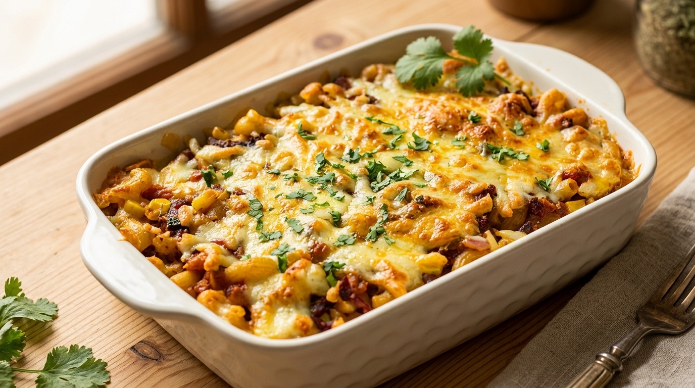 Air Fryer Cheese Baked Macaroni with Savory Beef