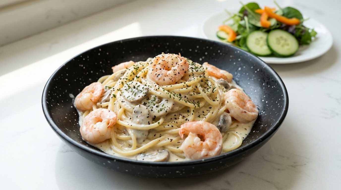 Low-Fat White Sauce Shrimp Pasta (Mì Ý Sốt Kem Tôm)