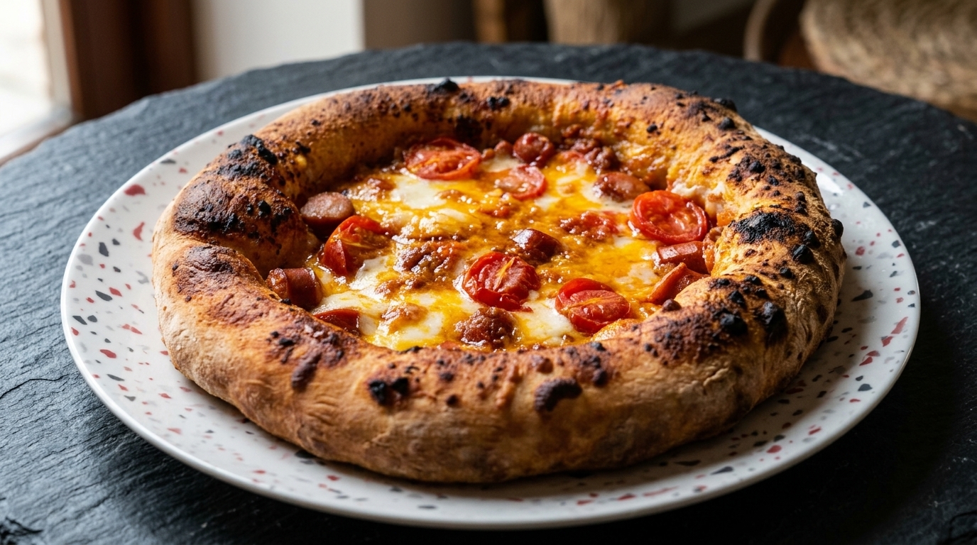 Authentic 100% Biga Italian Pizza with Meat Sauce