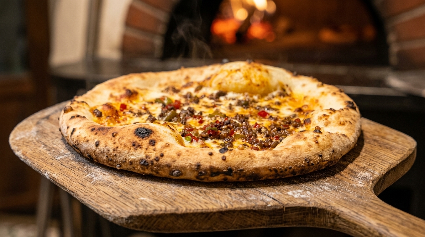 Direct Method Neapolitan Pizza with Savory Meat Toppings