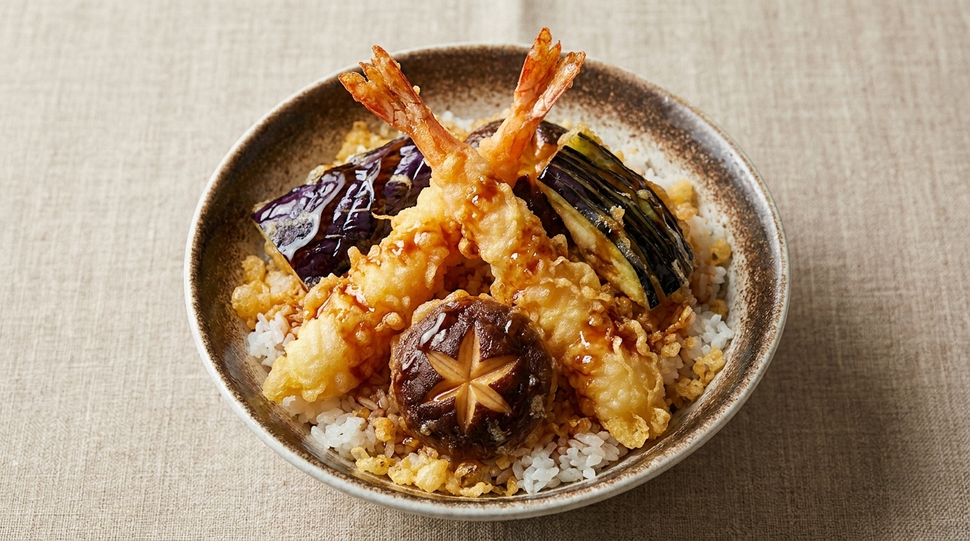 Classic Japanese Shrimp Tempura Rice Bowl (Tendon)