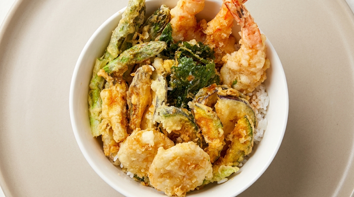 Homemade Japanese Tempura Rice Bowl (Tendon)