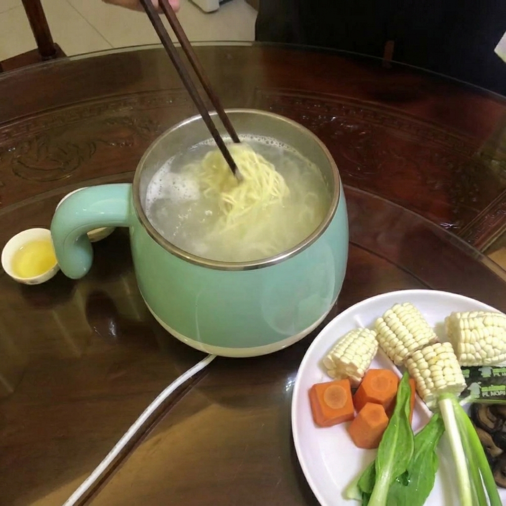 Ramen noodles boiling in a pot of hot water, ready to be drained.