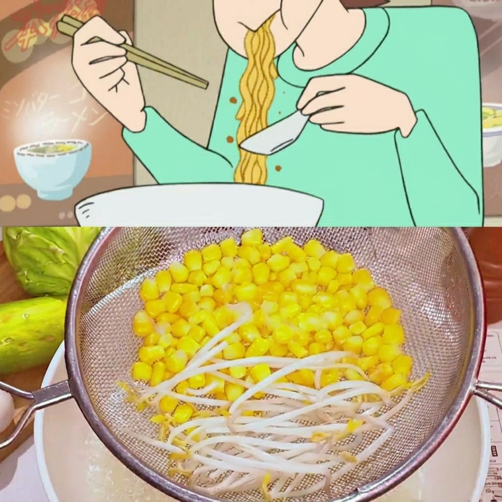 Ramen noodles cooking in a pot of boiling water, showing the texture change as they soften.