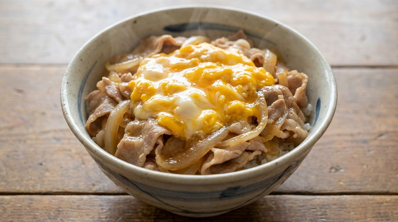 Tanindon (Japanese Pork and Egg Rice Bowl)