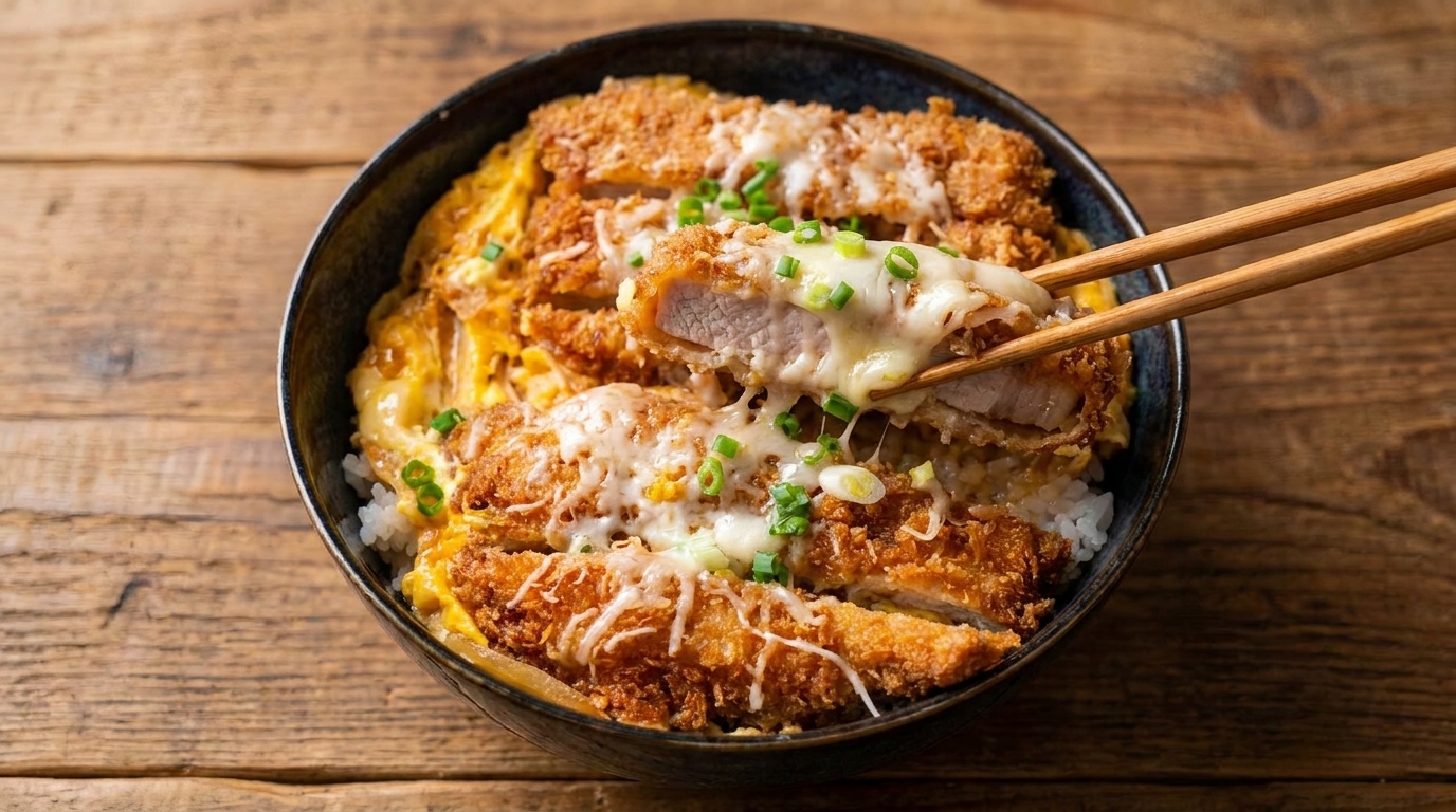 Cheese Scrambled Egg Pork Chop Rice Bowl (Katsudon)