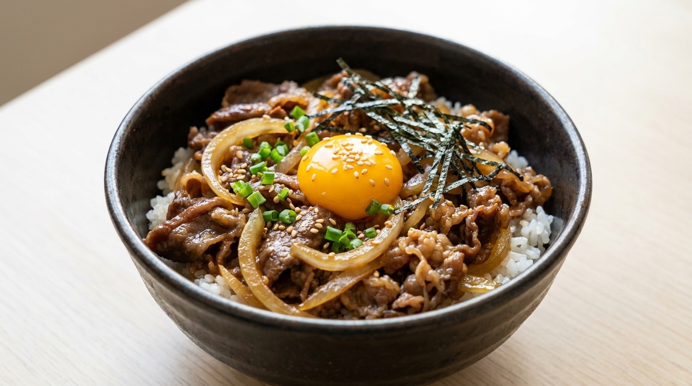 Classic Japanese Beef Rice Bowl (Gyudon)