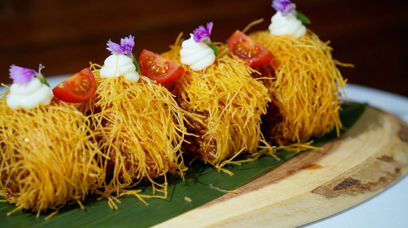 Golden Crispy Thousand Thread Beef Patty (Kataifi Beef Rolls)
