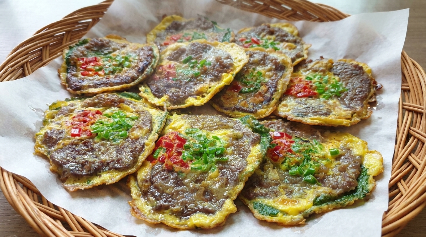 Korean Perilla Leaf Beef Pancakes (Ggaennip-jeon)