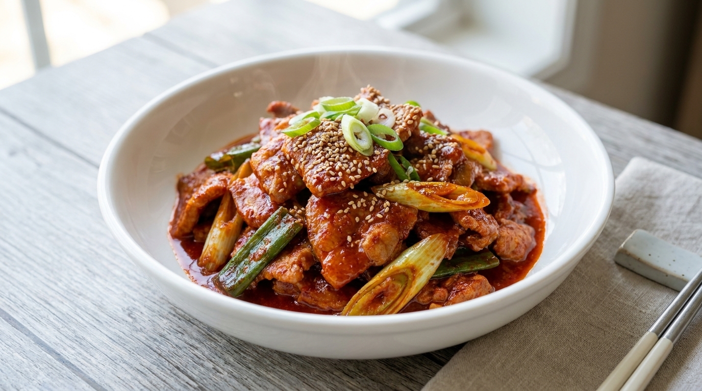 Korean Spicy Stir-fried Pork (Jeyuk Bokkeum)