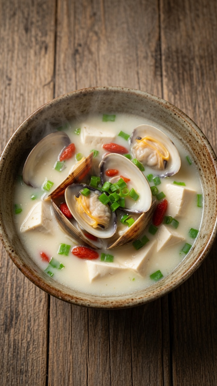 Creamy Grouper, Clam, and Tofu Soup