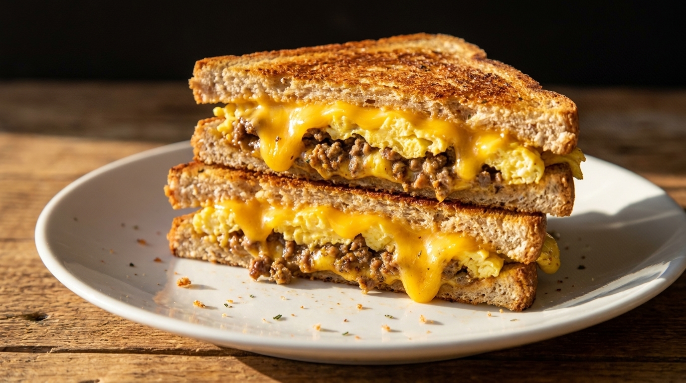 Hong Kong-Style Beef and Cheddar Breakfast Toast