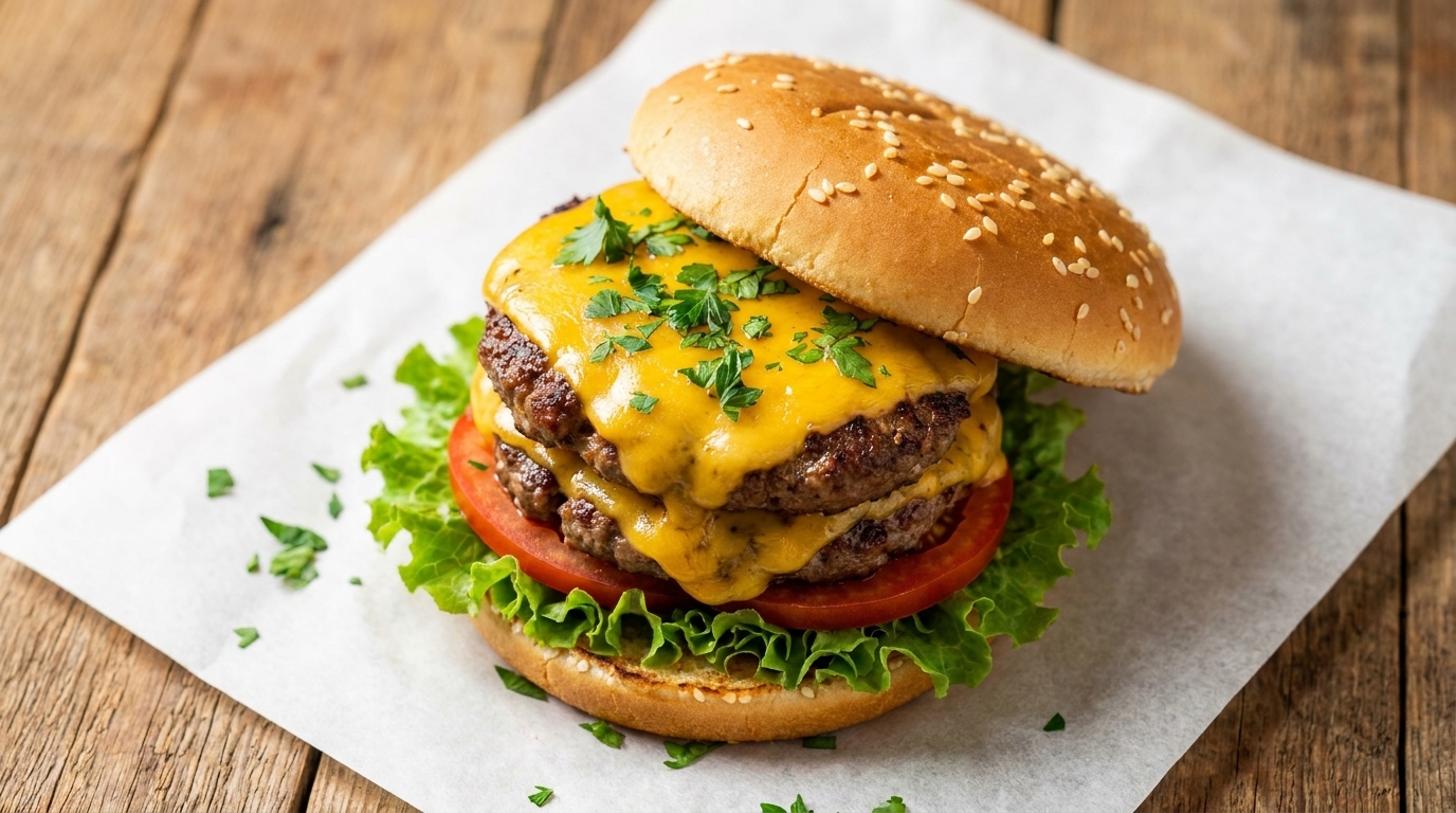 Homemade Double Patty Cheeseburger