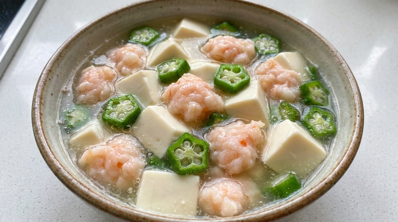 Okra, Shrimp Paste, and Tofu Soup